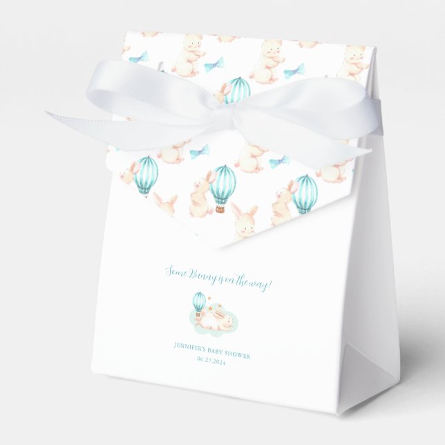 Bunny Dreams blue baby shower Favor Boxes (Front Side)
