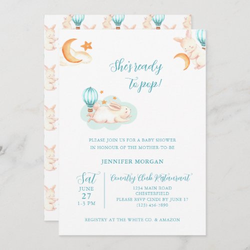 Bunny Dreams blue baby shower Invitation