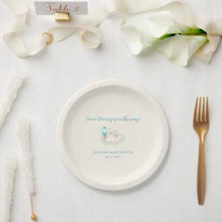 Bunny Dreams blue baby shower Paper Plates