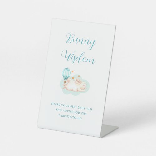 Bunny Dreams blue baby shower Pedestal Sign