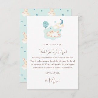 Bunny Dreams Blue Baby Shower Thank You Card