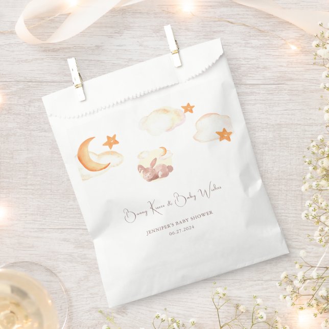 Bunny Dreams Neutral Baby Shower Favor Bag (Clipped)