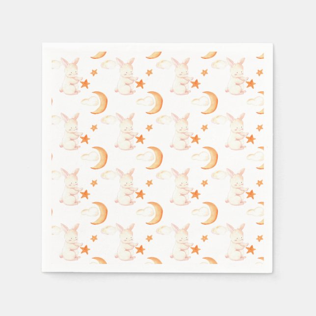 Bunny Dreams Neutral Baby Shower Napkins (Front)