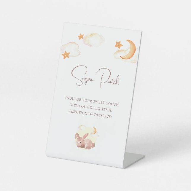 Bunny Dreams Neutral Baby Shower Pedestal Sign (Front)