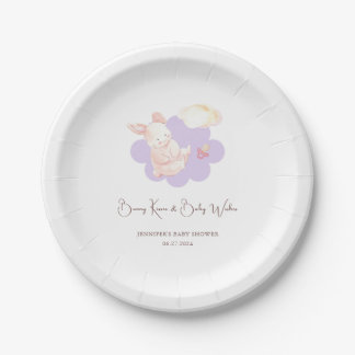 Bunny Dreams Purple Baby Shower  Paper Plates