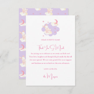 Bunny Dreams Purple Baby Shower Thank You Card