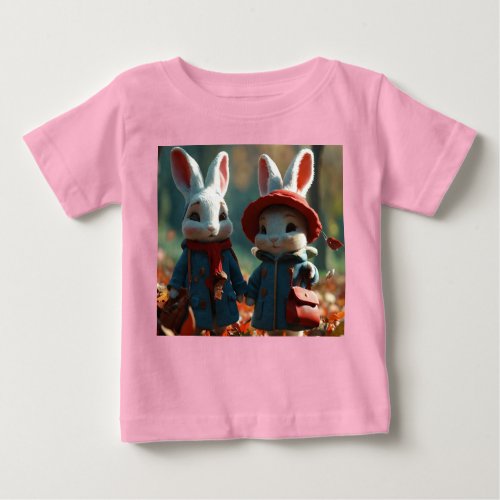 Bunny Duo in Pixar Style Baby Tee