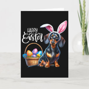 Bunny Ear Dachshund Dog Easter Eggs Happy Easter D Card