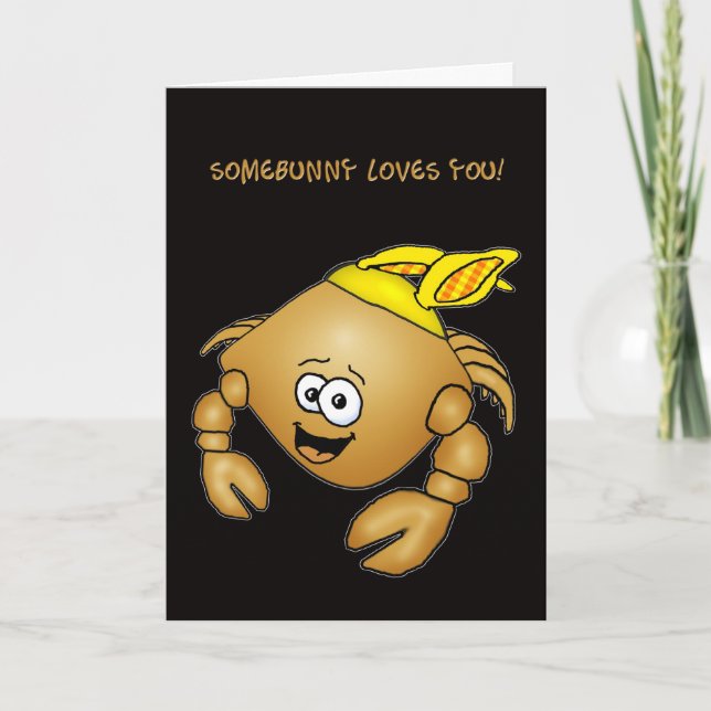 Bunny ears crabby easter crab card (Front)