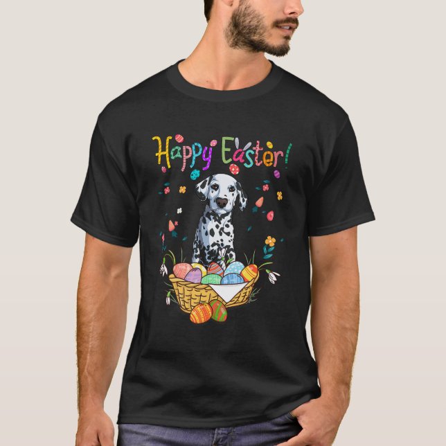 Bunny Ears Dalmatian Dog Mom Happy Easter Day Egg  T-Shirt (Front)