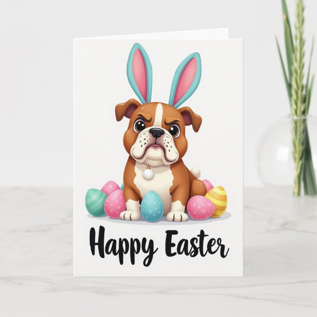 Bunny Ears Dog Easter Card (Front)