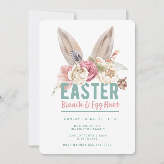 Bunny Ears | Easter Brunch & Egg Hunt Invitation (Front)