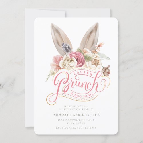 Bunny Ears  Easter Brunch  Egg Hunt Invitation