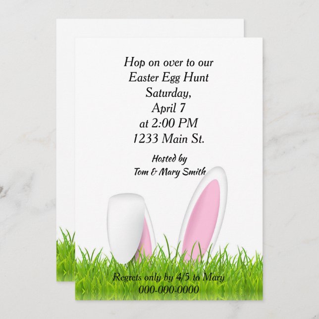Bunny Ears Easter Egg Hunt Invitation (Front/Back)
