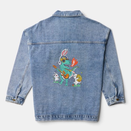 Bunny Ears Egg Easter Day Dinosaur Dino T Rex 2022 Denim Jacket