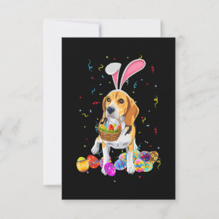 Bunny Ears Eggs Gift Beagle Dog Happy Easter Days RSVP Card