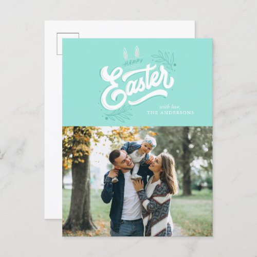 Bunny Ears Happy Easter Photo Announcement Postcard