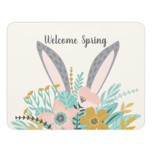 Bunny Ears in Spring Flowers Door Sign