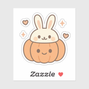 Bunny Ears Pumpkin Face Sticker