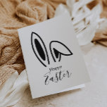 Bunny Ears Silhouette Calligraphy Happy Easter  Holiday Card<br><div class="desc">This bunny ears silhouette calligraphy happy easter card is perfect for a holiday celebration. The simple and elegant design features classic and fancy script typography in black and white with watercolor bunny ears.</div>
