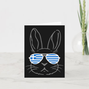 Bunny Ears Sungles Funny Easter 2025 Greece Flag G Card