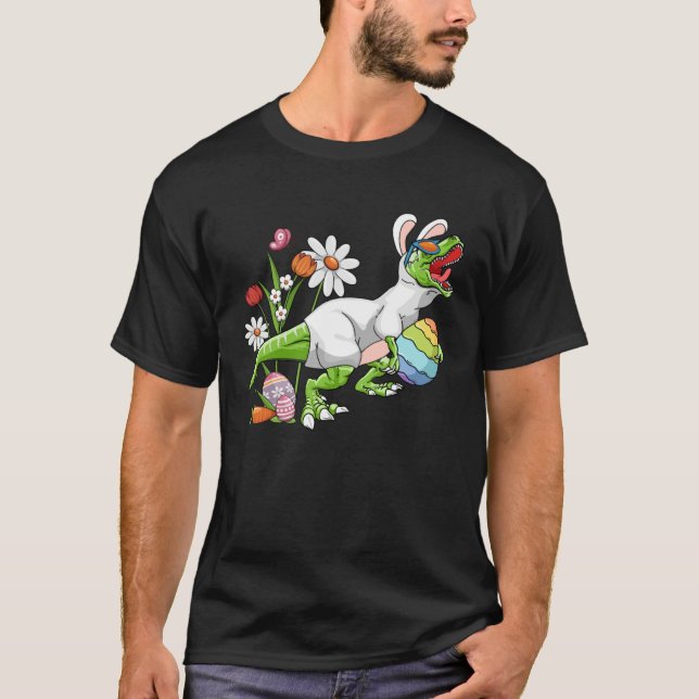 Bunny Easter Basket Stuffers Easter Dinosaur  Boys T-Shirt (Front)