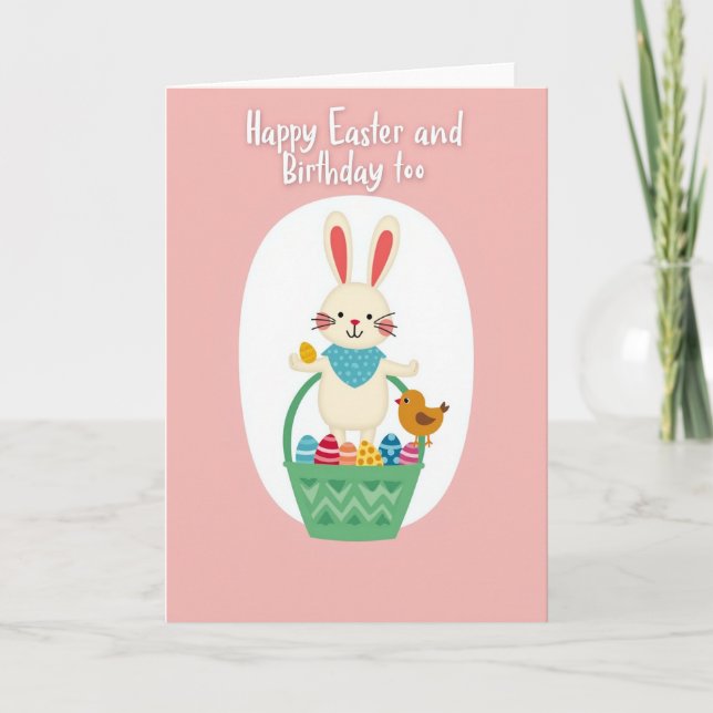Bunny Easter Birthday Wish Card (Front)