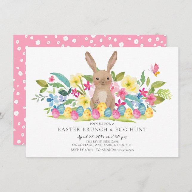 Bunny Easter Brunch & Egg Hunt Invitation (Front/Back)
