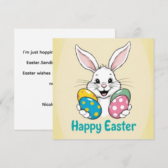 Bunny Easter Card , Personalized Easter funnyBunny (Front/Back)
