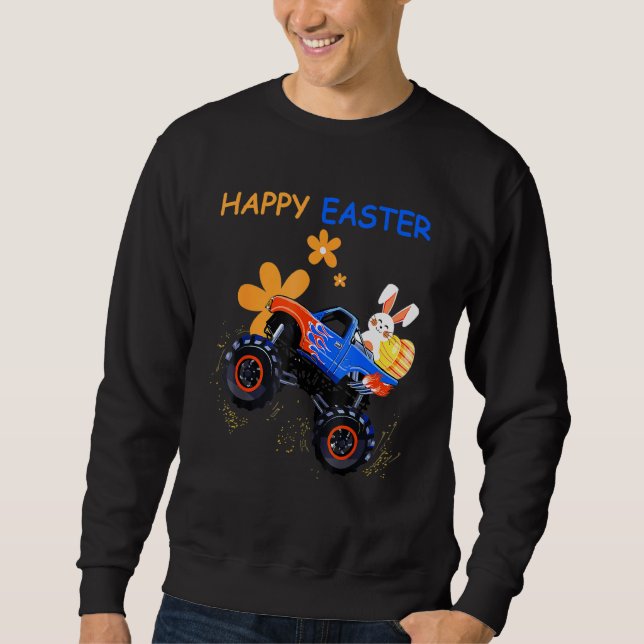 Bunny Easter Day Monster Truck Eggs Easter  Mens W Sweatshirt (Front)