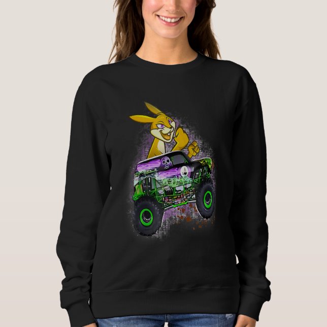Bunny Easter Day Monster Truck Love Rabbit Toddler Sweatshirt (Front)