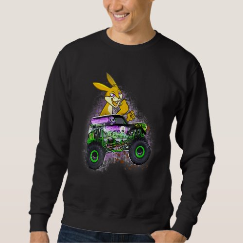 Bunny Easter Day Monster Truck Love Rabbit Toddler Sweatshirt