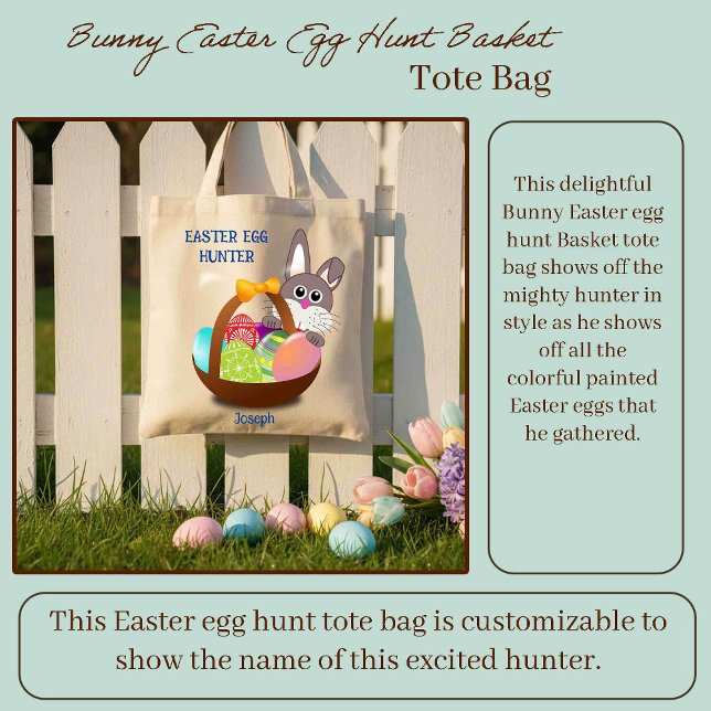 Bunny Easter Egg Hunt Basket Tote Bag (Creator Uploaded)