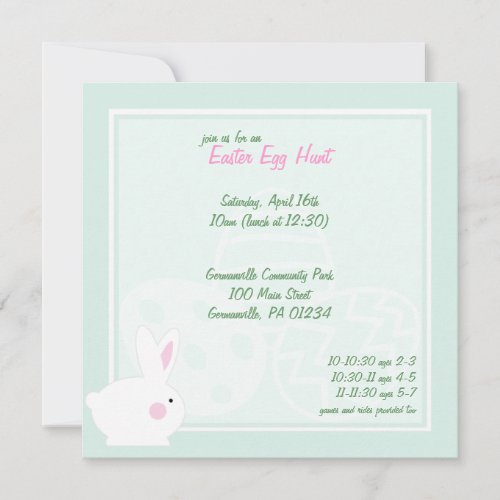 Bunny Easter Egg Hunt Invitations