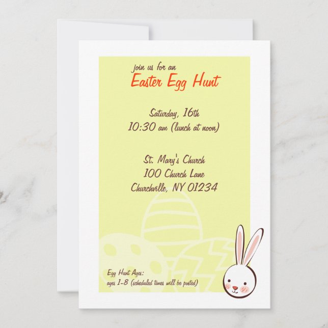 Bunny Easter Egg Hunt Invitations (Front)