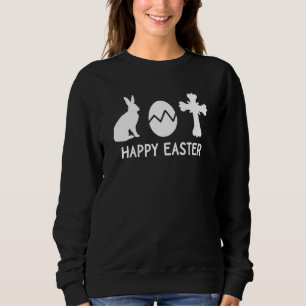Bunny Easter Eggs Christian Cross Happy Easter Sweatshirt