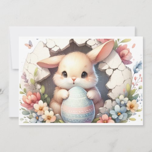 bunny easter eggs holiday card