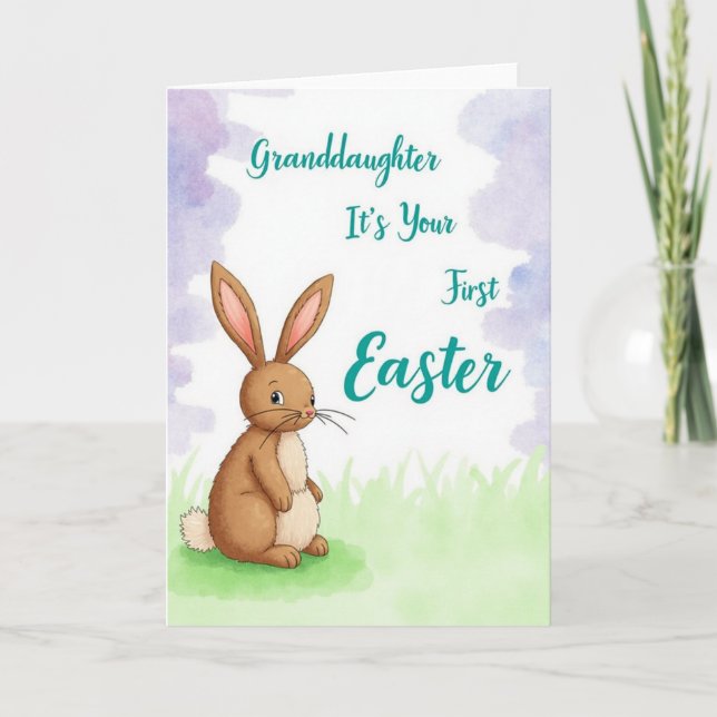 Bunny Easter First Holiday Card (Front)