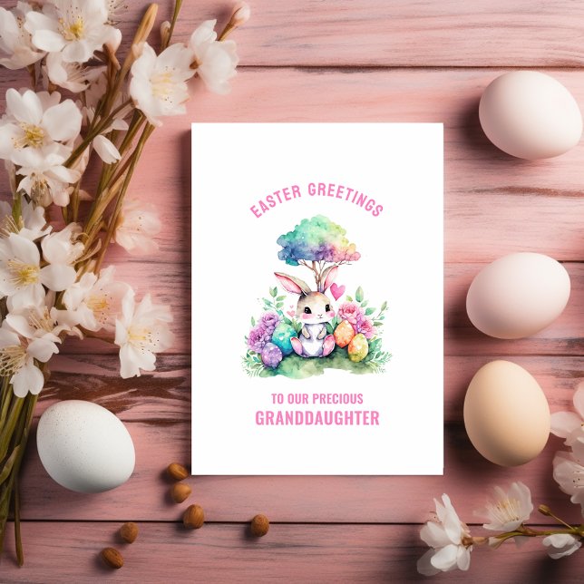 Bunny Easter Greetings to Granddaughter Card (Creator Uploaded)