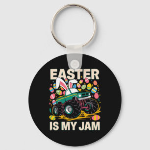 Bunny Easter Is My Jam Truck Easter Eggs Kids Boys Keychain