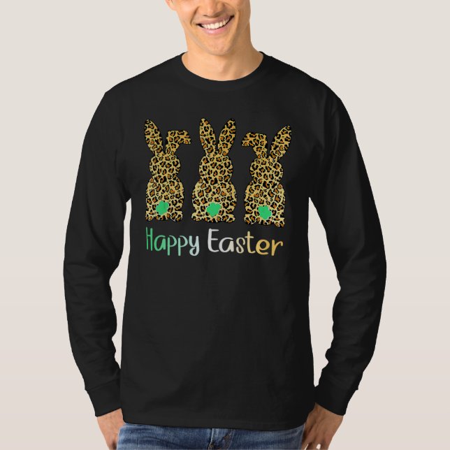 Bunny Easter Leopard Plaid Buffalo Rabbit Easter D T-Shirt (Front)