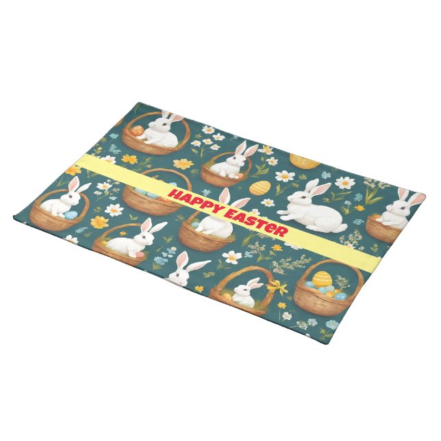 Bunny Easter Modern Collection Cloth Placemat (On Table)