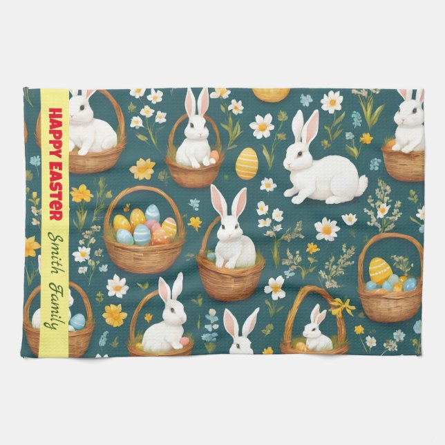 Bunny Easter Modern Collection Kitchen Towel (Horizontal)