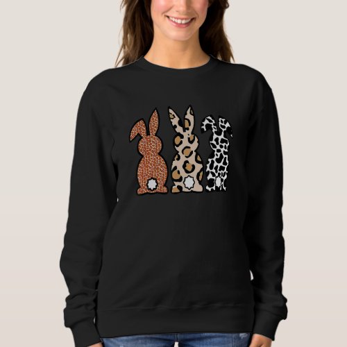 Bunny Easter Rabbit Leopard Palm Sunday Girls Wome Sweatshirt