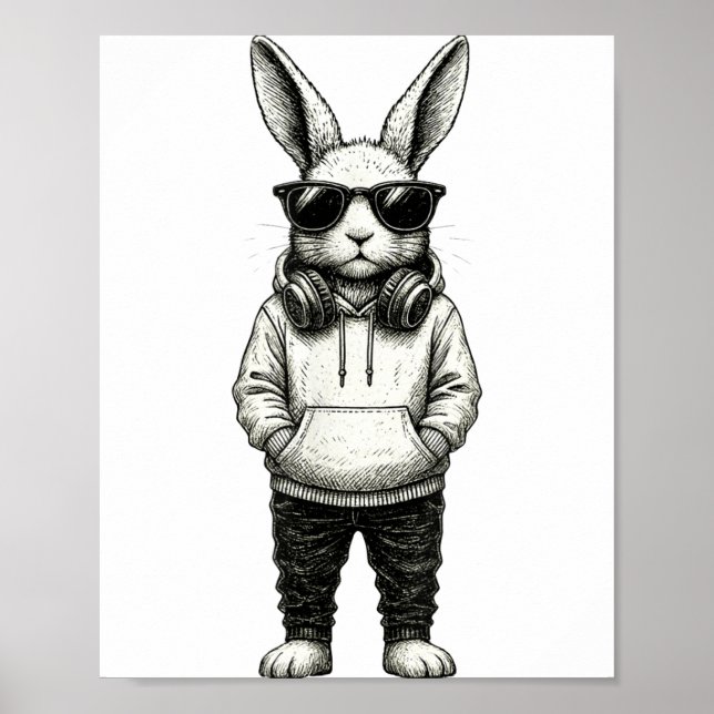 Bunny Easter Sunglasses Easter Day Rabbit Men Boys Poster (Front)