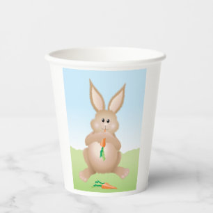 Bunny Eating Carrot Adorable Rabbit Paper Cups