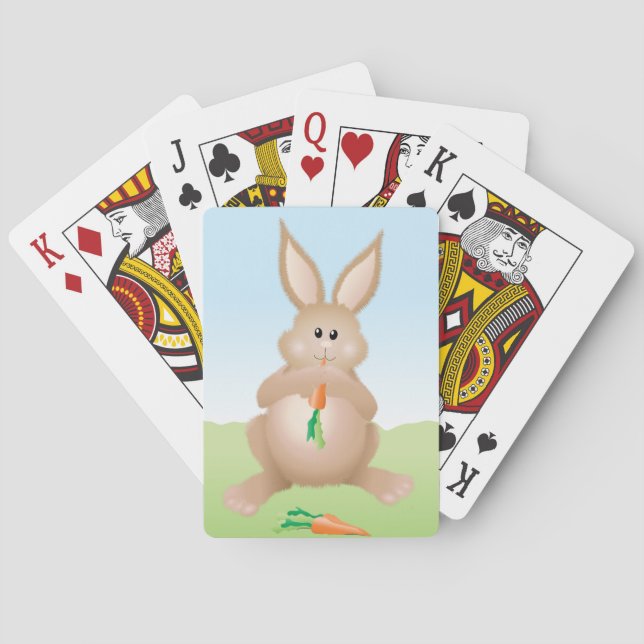 Bunny Eating Carrot Adorable Rabbit Poker Cards (Back)
