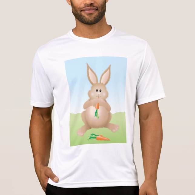Bunny Eating Carrot Adorable Rabbit T-Shirt (Front)