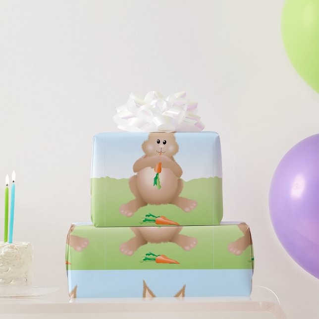 Bunny Eating Carrot Adorable Rabbit Wrapping Paper (Creator Uploaded)