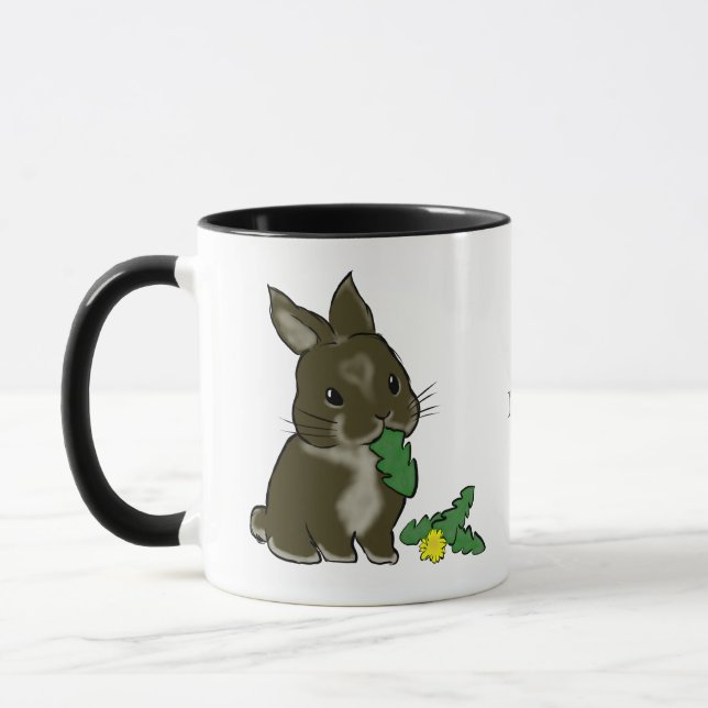 Bunny eating dandelion mug (Left)